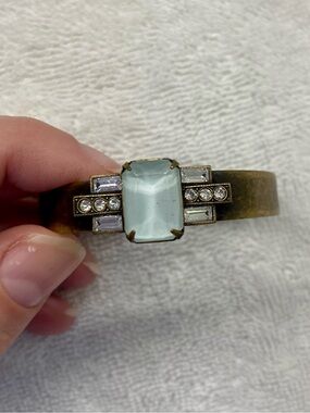 Loren Hope Gold-Tone Bracelet with Pale Aqua Center Stone